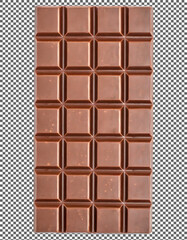 chocolate bar, Milk Chocolate Bar with Square Segments and Smooth Texture on transparent background, png, psd
