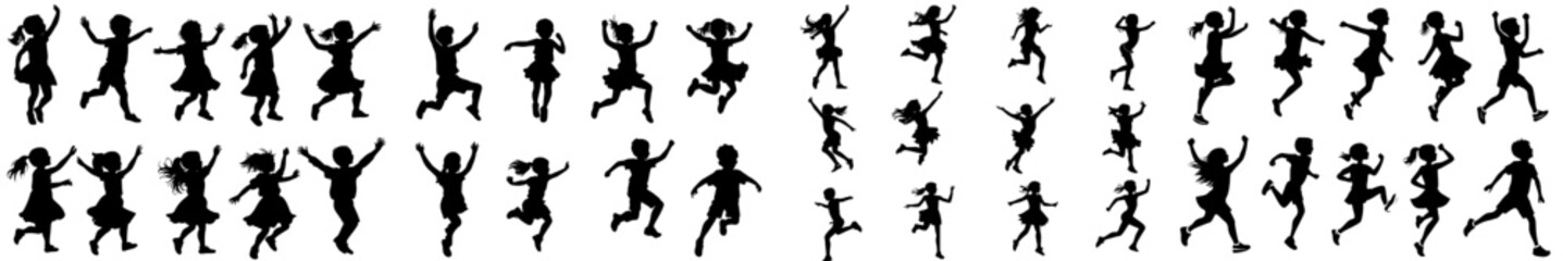 A collection featuring silhouettes of children, including a baby, a boy, and a girl