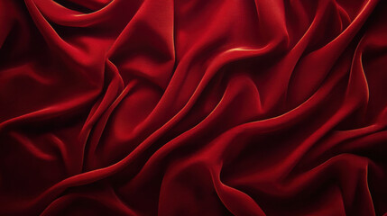 Obraz premium Luxurious Red Draped Fabric, Silk Texture, Elegant Waves Background Wallpaper