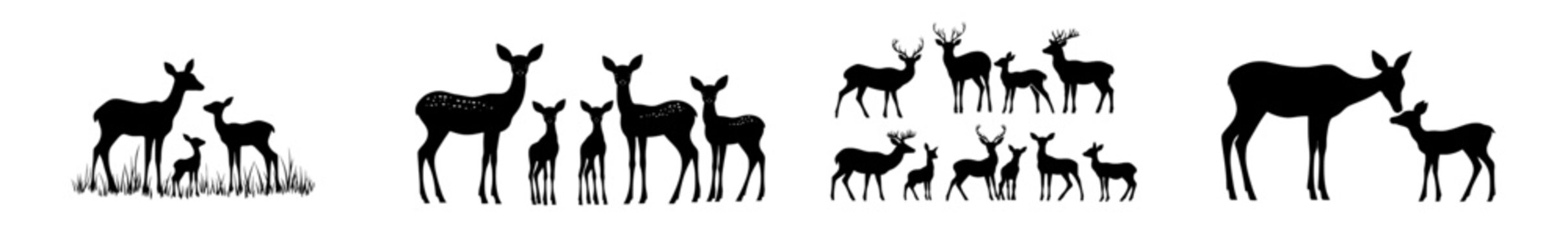 A set of deer silhouettes, featuring roe deer