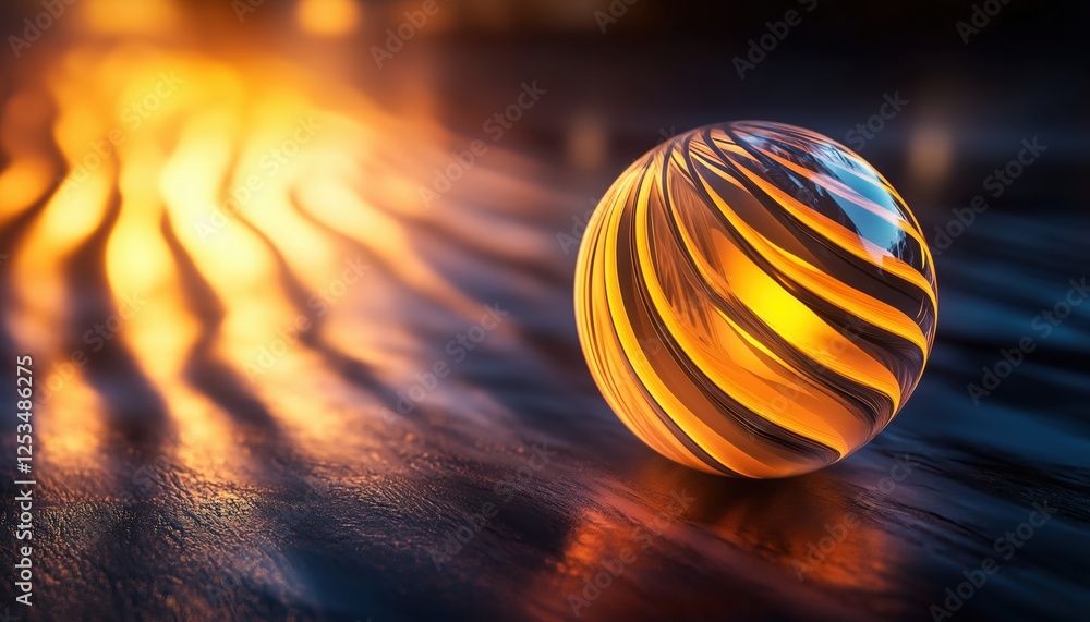 Fototapete Computer Digital Rendering Showcasing A Glowing Round Object Illuminated With Motion Blur. The Image Captures A Dynamic And Visually Striking Display.