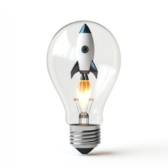 Rocket launching inside lightbulb; innovation concept (8)