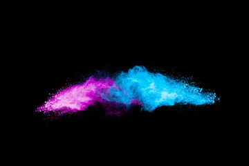 Blue and purple cloud of powdery dust