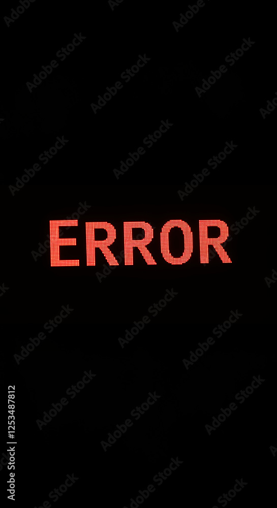 Poster error message: red pixel display on black screen - alert, warning, computer glitch, system failure, 