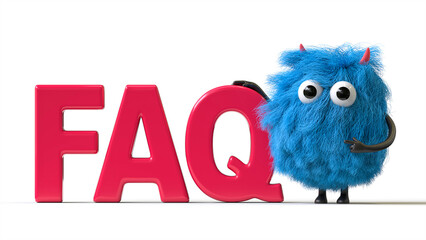 Fluffy, cute monster next to 