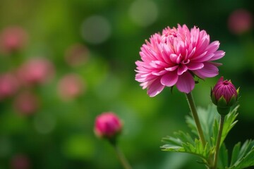 Obraz premium Delicate globe amaranth blooms in a lush garden, garden blooms, wildflowers, nature