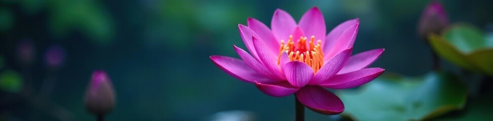 Naklejka premium Large wet purple dimorphecta flower in a aquatic environment, wet flower, flower growth