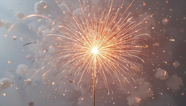 Golden fireworks sparkling in the sky