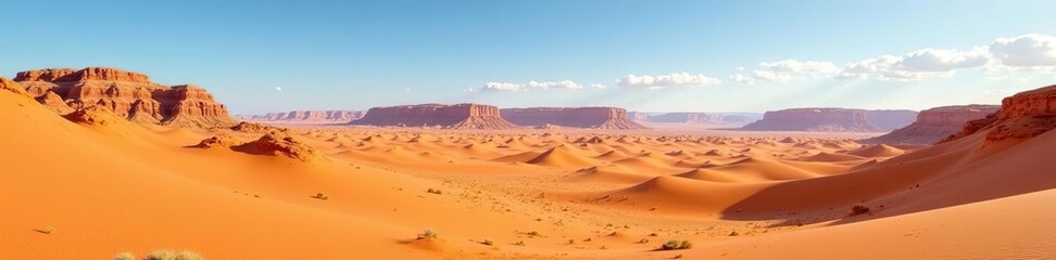 Naklejka premium Sandstone dunes stretch far across vast desert landscape, landscape, wilderness