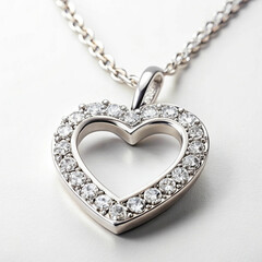 A shining diamond heart pendant, sparkling with brilliance