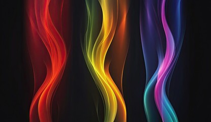 Obraz premium Abstract vector design of vertical rainbow stripes on a black background, in a simple, minimalistic style
