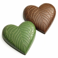 A 3D-rendered green and brown hearts icon, isolated