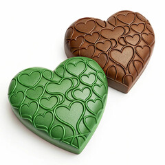 A 3D-rendered green and brown hearts icon, isolated