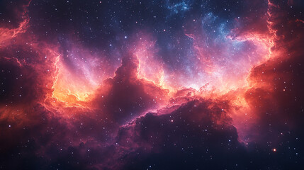 Vibrant cosmic clouds illuminated by distant stars in the vast universe
