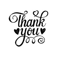 Thank You handwritten inscription. Hand drawn lettering. Thank You calligraphy. Thank you text.