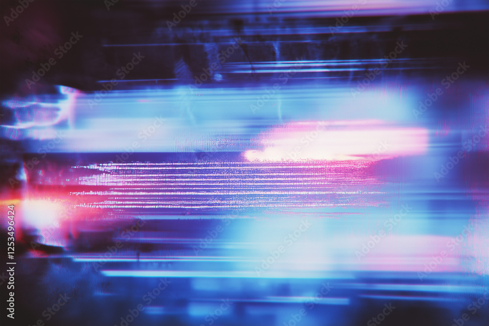 Aufkleber vibrant light patterns create an abstract art piece with a blend of blue and pink hues in a dynamic 