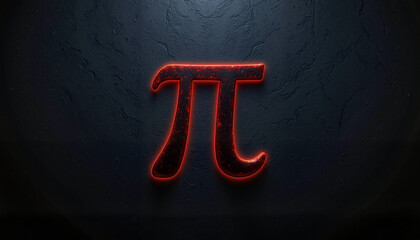 Glowing pi symbol on dark matte background, mathematical elegance