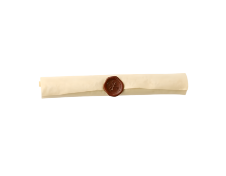 Brown paper with wax seal isolated on transparent background