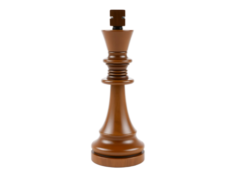 Realistic Wooden Chess Piece Isolated on Transparent Background