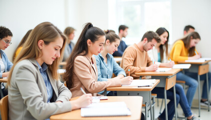 students in the classroom at their desks in the lesson