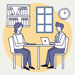 Office Environment with Colleagues Vector  