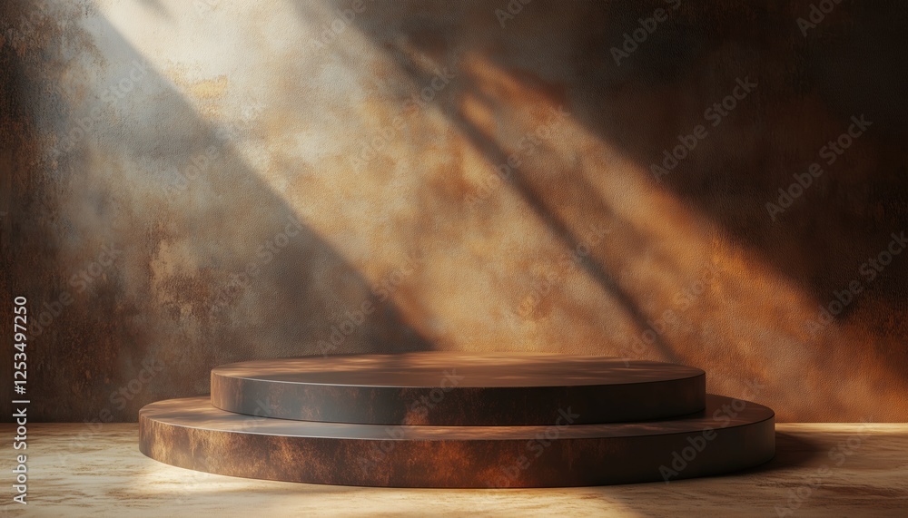 Poster abstract podium for showcasing products on a brown background in a realistic rendering. perfect for 