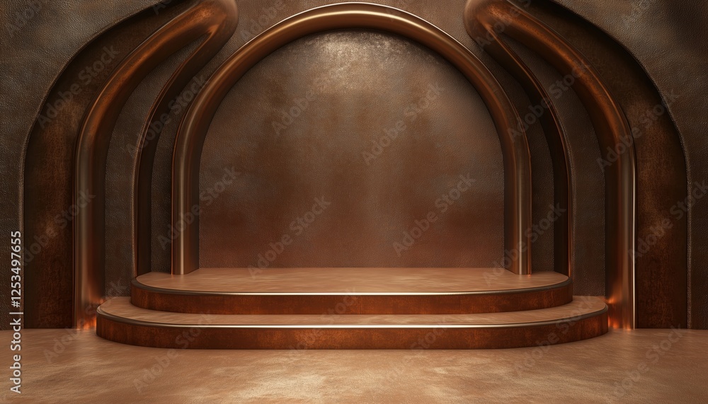 Poster brown abstract podium for showcasing products with realistic 3d rendering. a creative platform for p