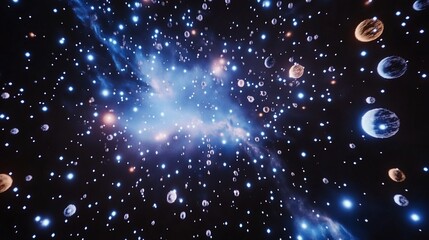 Cosmic Galaxy with Stars Planets and Nebulae in Deep Space Background