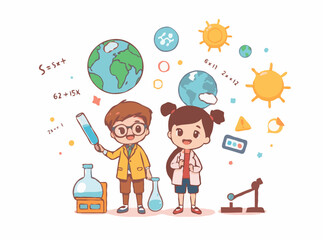 STEM Learning Journey with Mathematics Equations and Science Models