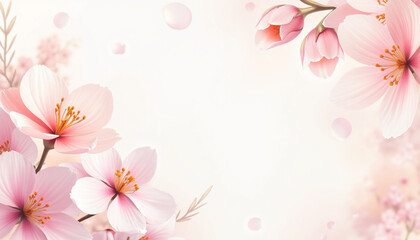 Pink Blossoms Floral Spring time Frame. AI Generation.
