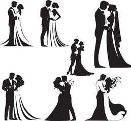 Wedding Couple Silhouettes set