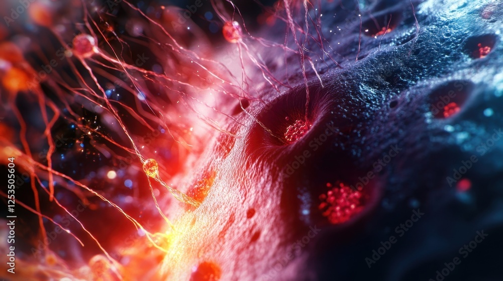 Poster dynamic visualization of neural connections, showcasing vibrant colors and intricate patterns, symbo