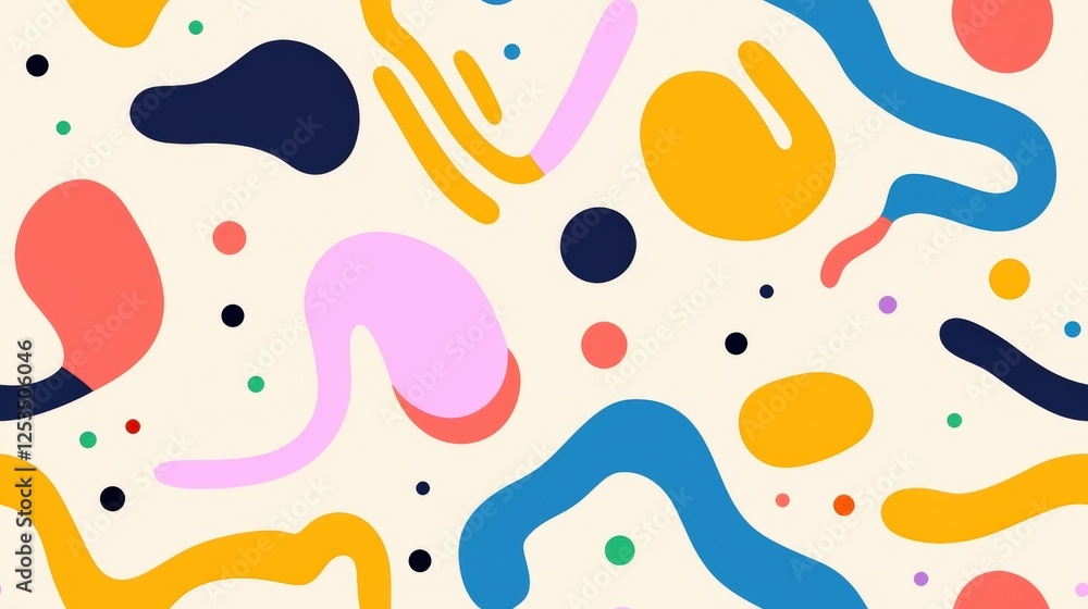 Poster colorful abstract doodle design with curves and shapes on light background for artistic and creative