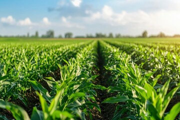 Fototapeta premium Cornfield Rows Under Sunlight