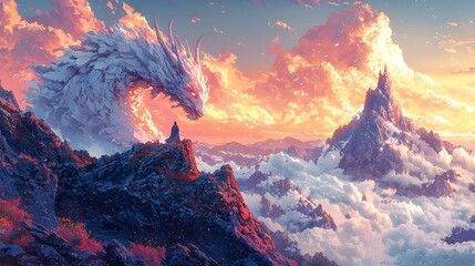 Obraz premium Prometheus depicted in Cartoon style set in Deep ocean evoking a Serene mood illuminated by Golden hour with a Full body hyper-detailed vibrant colors intricate details