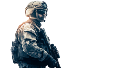 soldier standing guard, armed and vigilant 