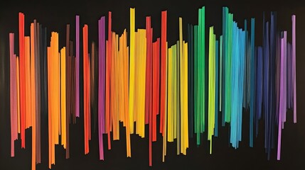 Black background with a colorful rainbow spectrum of vertical lines