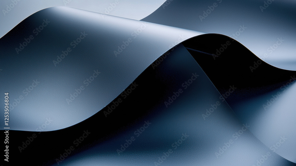 Fototapete Smooth navy blue abstract waves create modern and elegant design, evoking sense of sophistication and fluidity. matte texture enhances depth and richness of composition