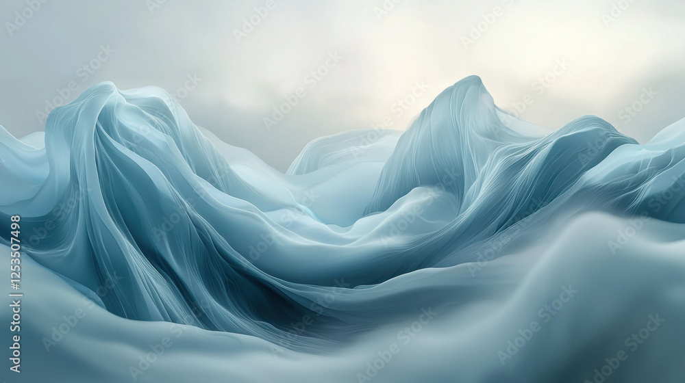 Aufkleber abstract flowing blue and white fabric like waves create serene and ethereal landscape, resembling s