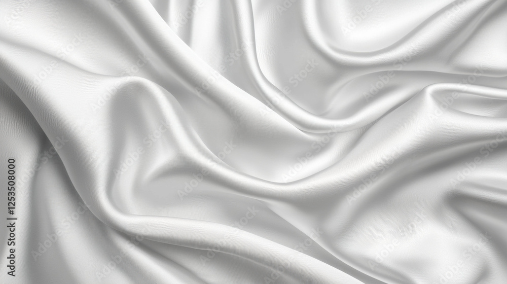 Poster Smooth white silk fabric with soft folds and luxurious texture, creating elegant and sophisticated appearance