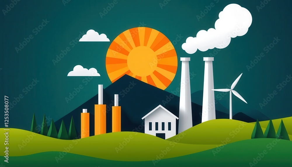 Aufkleber net zero energy goals. infographic-style image showing the transition from fossil fuels to renewable