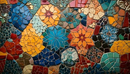 Fototapeta premium floral abstract mosaic tile art