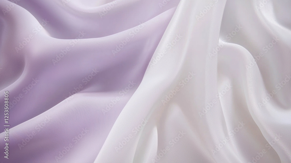 Poster soft lavender and white fabric folds create serene and elegant texture, evoking sense of calm and so