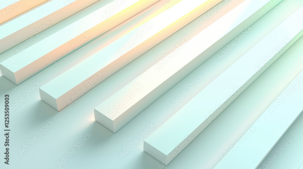 Poster Abstract light mint green gradient background featuring long rectangular bars with soft lighting and subtle reflections, creating modern and refreshing aesthetic