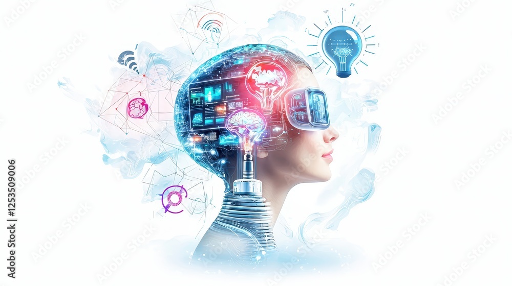 Poster a creative marketer working alongside an ai assistant, crafting high-converting digital ads with aut