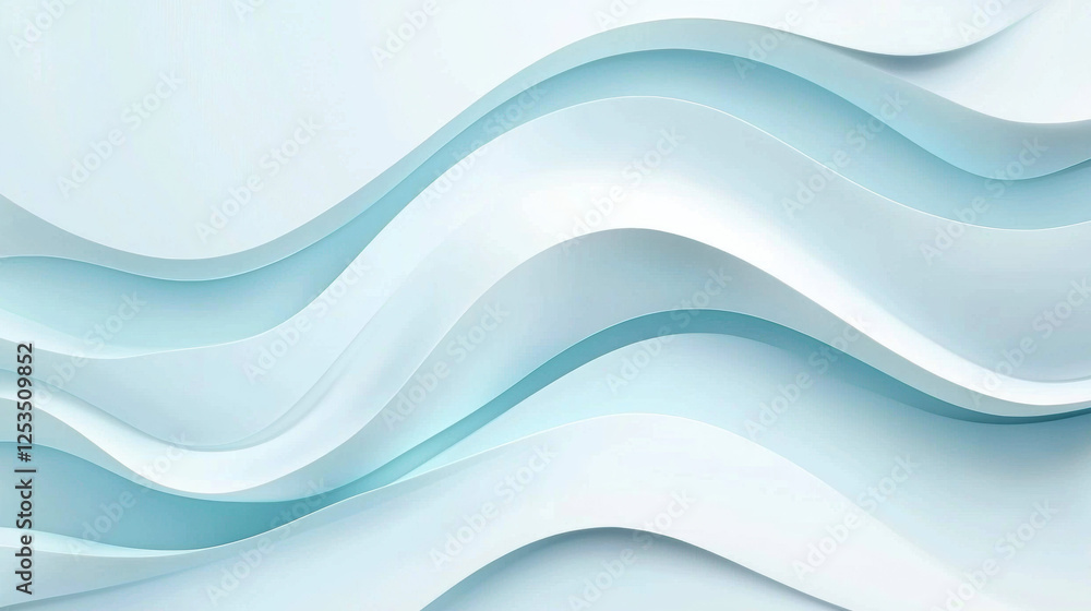 Canvas Prints Abstract wavy layers in soft blue and white tones create minimalist and calming background, evoking sense of fluidity and serenity. Perfect for modern design concepts