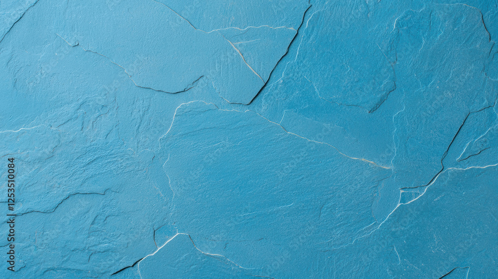 Poster Blue textured surface with visible cracks and irregular patterns, creating rugged and natural appearance. vibrant color and unique texture evoke sense of depth and character