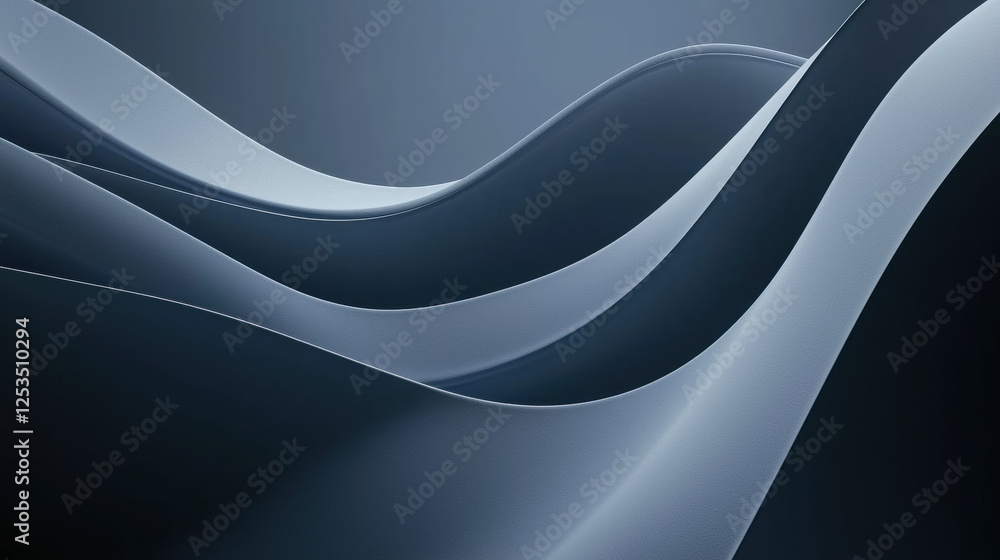 Leinwandbilder abstract dark blue background with smooth flowing curves and minimalist design. wavy texture creates
