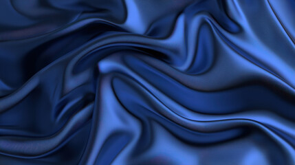 Obraz premium Luxurious dark blue satin fabric with smooth texture and elegant folds, creating soft and flowing appearance. rich color and glossy finish evoke sense of sophistication and refinement
