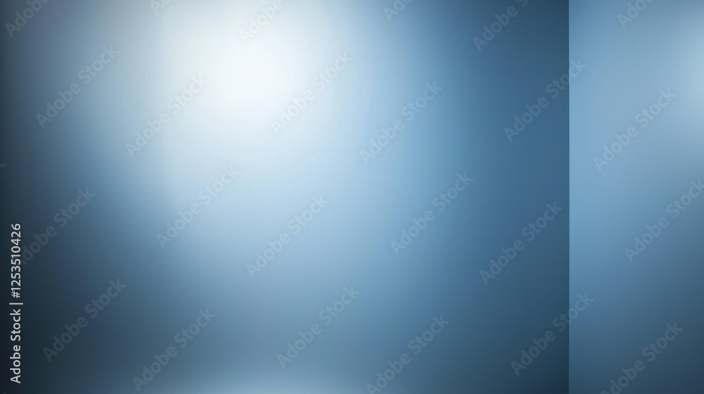 Poster Soft gradient blue background with subtle light effect, creating calm and minimalist atmosphere. Ideal for presentations, designs, or as backdrop for creative projects